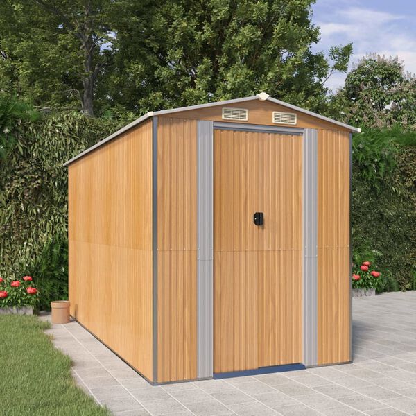 vidaXL Abri de jardin Marron clair 192x357x223 cm Acier galvanis&eacute;