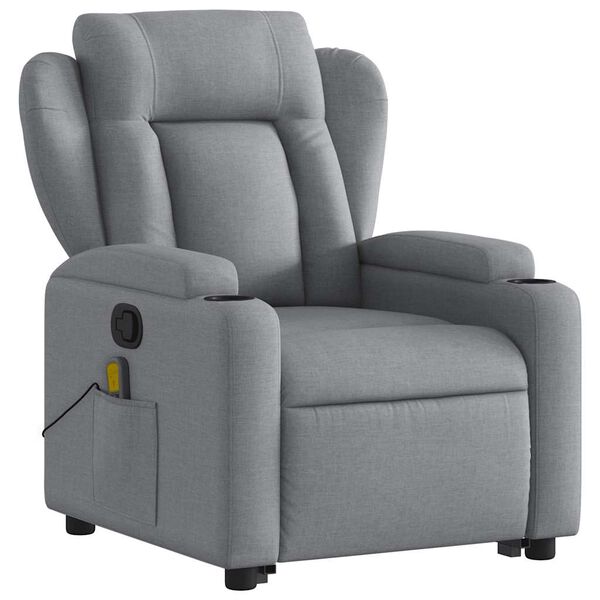 vidaXL Fauteuil inclinable de massage gris clair tissu