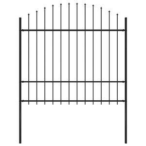 vidaXL Cl&ocirc;ture de jardin avec dessus en forme de lance en acier 170 x 175 cm Noir