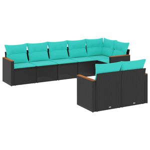 vidaXL Salon de jardin 8 pcs avec coussins noir r&eacute;sine tress&eacute;e