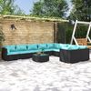 vidaXL Salon de jardin 10 pcs avec coussins R&eacute;sine tress&eacute;e Noir