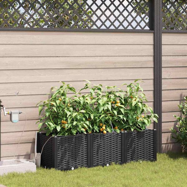 vidaXL Cache-pot de jardin 3 pcs Noir Acier