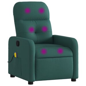 vidaXL Fauteuil inclinable de massage vert foncé tissu
