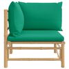 vidaXL Canapé d'angle de jardin avec coussins vert bambou