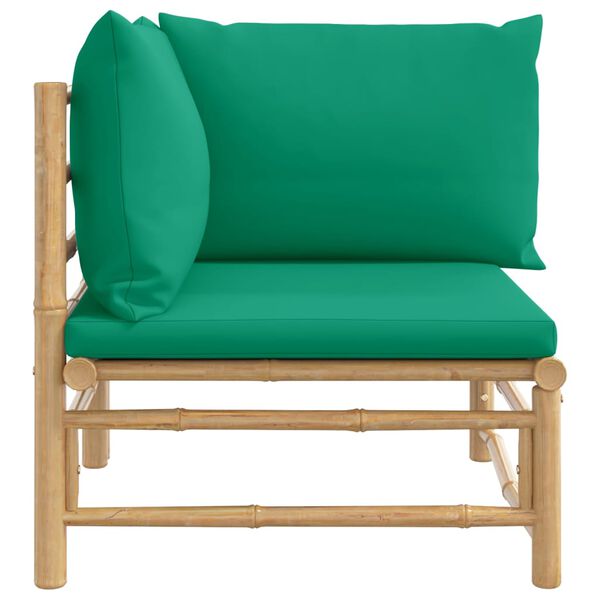 vidaXL Canapé d'angle de jardin avec coussins vert bambou