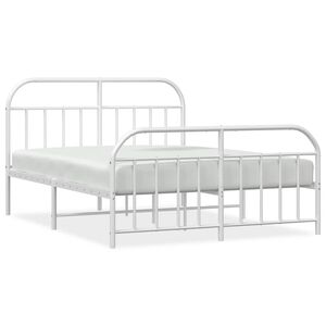 vidaXL Cadre de lit métal sans matelas et pied de lit blanc 150x200 cm