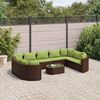 vidaXL Salon de jardin 10 pcs avec coussins marron r&eacute;sine tress&eacute;e