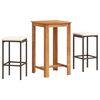 vidaXL Ensemble de bar de jardin 3 pcs marron bois massif acacia rotin