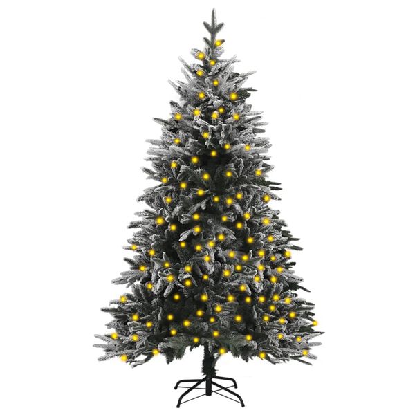vidaXL Arbre de No&euml;l artificiel pr&eacute;-&eacute;clair&eacute;/flocons de neige PVC PE