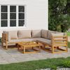 vidaXL Salon de jardin 6 pcs avec coussins taupe bois massif