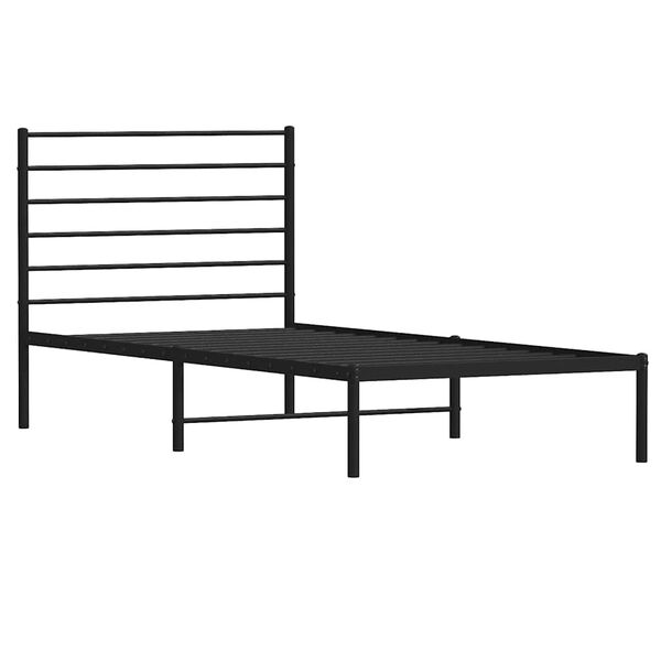 vidaXL Cadre de lit métal sans matelas avec tête de lit noir 100x190cm