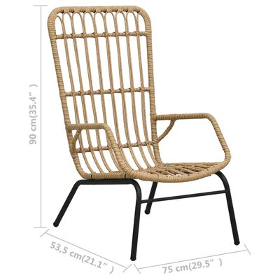 vidaXL Chaise de jardin Résine tressée Marron clair