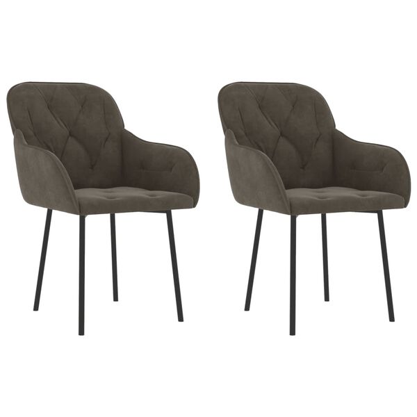 vidaXL Chaises &agrave; manger lot de 2 Gris fonc&eacute; Velours