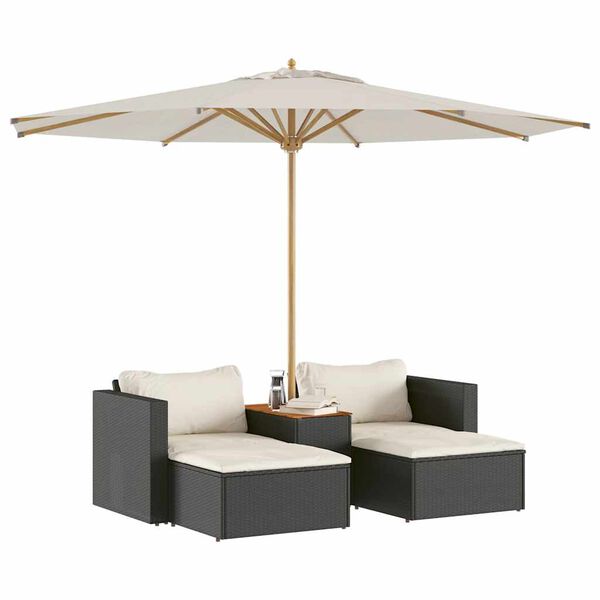 vidaXL Salon de jardin 5 pcs avec coussins noir r&eacute;sine tress&eacute;e acacia