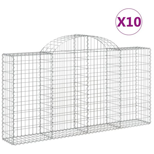 vidaXL Paniers &agrave; gabions arqu&eacute;s 10 pcs 200x30x100/120 cm Fer galvanis&eacute;