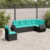 vidaXL Salon de jardin 6 pcs avec coussins noir r&eacute;sine tress&eacute;e