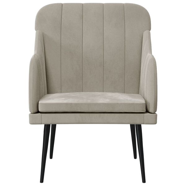 vidaXL Fauteuil Gris clair 63x76x80 cm Velours