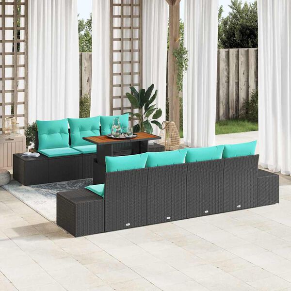 vidaXL Ensemble de salle &agrave; manger pour jardin 8 pcs Noir et Sarcelle