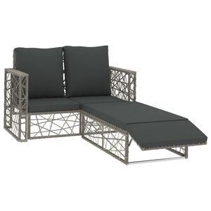 vidaXL Salon de jardin 2 pcs avec coussins R&eacute;sine tress&eacute;e Gris