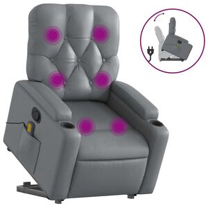 vidaXL Fauteuil inclinable de massage gris similicuir