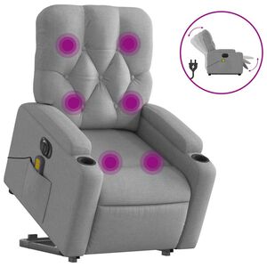 vidaXL Fauteuil inclinable de massage électrique gris clair tissu