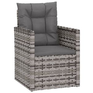 vidaXL Fauteuil de jardin avec coussins Gris R&eacute;sine tress&eacute;e