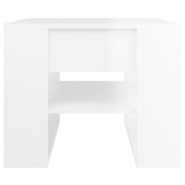 vidaXL Table basse blanc brillant 55,5x55x45 cm bois d'ing&eacute;nierie