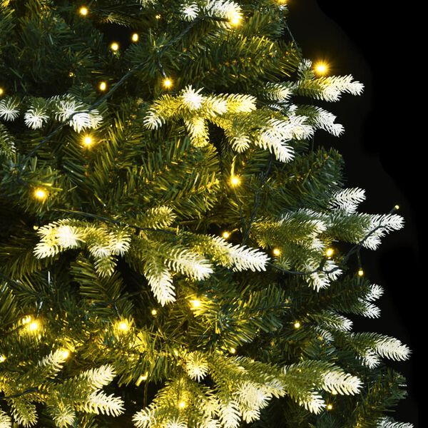 vidaXL Sapin de No&euml;l artificiel &agrave; charni&egrave;res 150 LED neige floqu&eacute;e