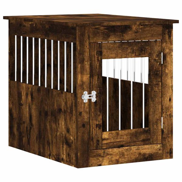 vidaXL Meuble de cage pour chiens ch&ecirc;ne fum&eacute; 55x75x65 cm