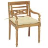 vidaXL Chaises Batavia lot de 2 et coussins cr&egrave;me Bois de teck massif