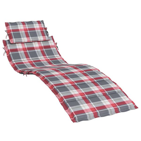 vidaXL Coussin de chaise longue &agrave; carreaux rouge 186x58x4 cm