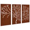 vidaXL D&eacute;corations murales jardin 3 pcs 105x55 cm design d'arbre acier