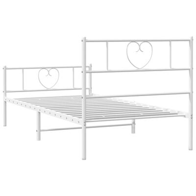 vidaXL Cadre de lit métal sans matelas et pied de lit blanc 100x190 cm