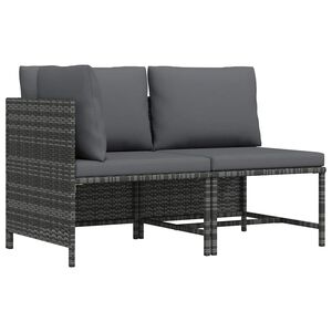 vidaXL Salon de jardin 2 pcs avec coussins Gris R&eacute;sine tress&eacute;e