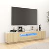 vidaXL Meuble TV avec lumi&egrave;res LED Ch&ecirc;ne sonoma 180x35x40 cm