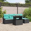 vidaXL Ensemble de canap&eacute; de jardin avec coussin 6 pcs Noir Poly rotin