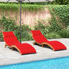 vidaXL Chaises longues avec coussins lot de 2 rouge bois massif acacia
