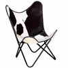 vidaXL Chaise papillon noir et blanc cuir de vache