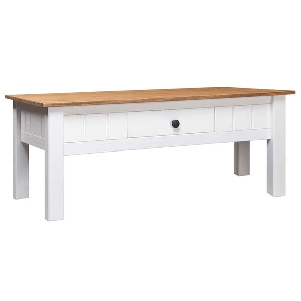 vidaXL Table basse Blanc 100x60x43,5 cm Pin massif Assortiment Panama