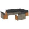 vidaXL Salon de jardin avec coussins 12 pcs gris r&eacute;sine tress&eacute;e