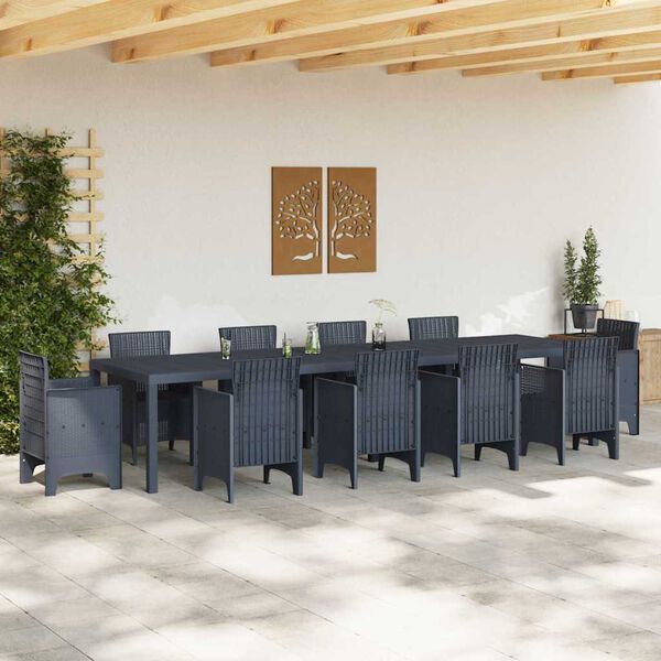 vidaXL Table de jardin pour repas Anthracite 350 x 100 x 73 cm