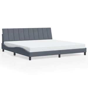 vidaXL Cadre de lit sans matelas Hanko gris fonc&eacute; 193x203 cm velours