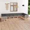 vidaXL Salon de jardin 10 pcs avec coussins Bois de pin massif