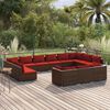 vidaXL Salon de jardin 13 pcs avec coussins Marron R&eacute;sine tress&eacute;e