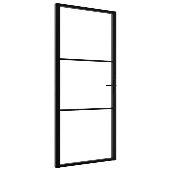 vidaXL Porte int&eacute;rieure Verre ESG et aluminium 102,5x201,5 cm Noir
