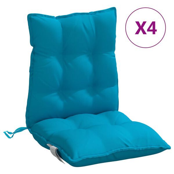 vidaXL Coussins de chaise &agrave; dossier bas lot de 4 bleu clair