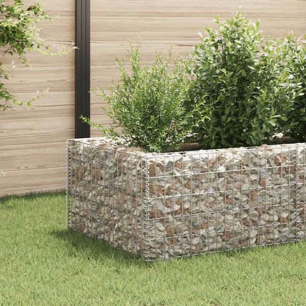 vidaXL Lit sur&eacute;lev&eacute; &agrave; gabion Acier 360x90x50 cm