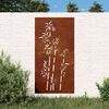 vidaXL D&eacute;coration murale jardin 105x55 cm acier corten design bambou