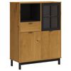 vidaXL Buffet avec porte vitrée FLAM 92x40x122,5 cm bois massif de pin
