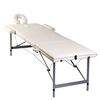 vidaXL Table pliable de massage Blanc crème 3 zones cadre en aluminium